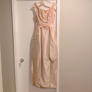 Vintage (1966) prom dress, peach color.